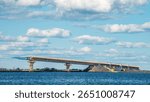 The construction site of the sea bridge between Oulunsalo (Oulu) and Hailuoto Island. Finland.
