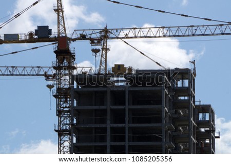 Construction Site silhouettes work labor derrick concrete