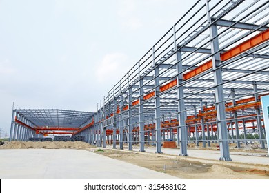 In the construction site, steel structure is under construction - Shutterstock ID 315488102