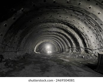 Construction site of tunnel through mountains of  expressway project in Turkey 2023. - Powered by Shutterstock