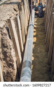 Construction Site Underground Oil Gas Pipelinework Stock Photo ...