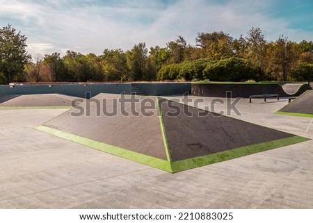 Construction of a skate park. Ramps for jumping