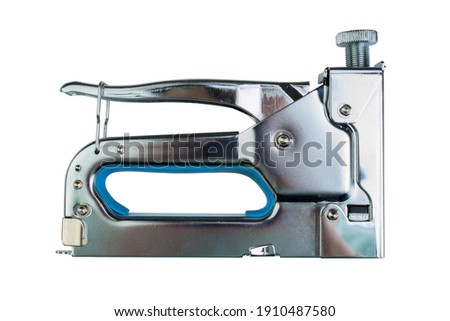 construction stapler on white background. Tool. Top view