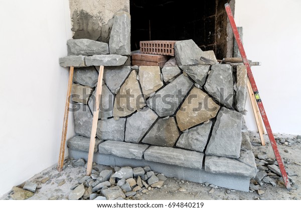 Construction Stone Fireplace Stock Photo Edit Now 694840219