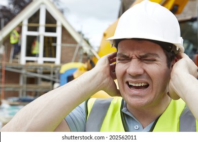 Construction Suffering From Noise Pollution On Building Site