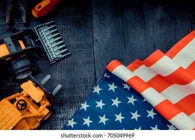 construction tools with copy space for Labor day - Shutterstock ID 705049969