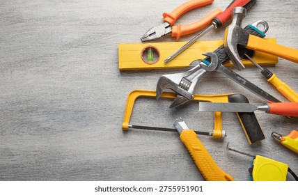 Construction tools on the table.