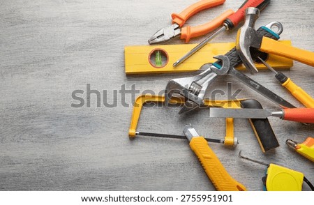 Construction tools on the table.