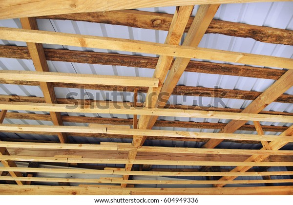 Construction Tree Ceiling Wooden Beams Roof Stock Photo Edit Now