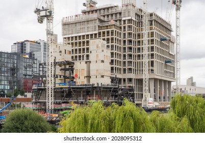 Construction Of The UAL's London College Of Fashion Building On The East Bank Of The Queen Elizabeth Olympic Park In Stratford. London - 20th August 2021