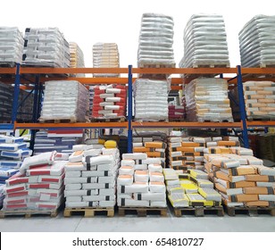 construction warehouse with cement bags for industry use     