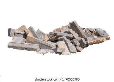 Construction waste  concrete debris from the demolition  road  Isolated white background