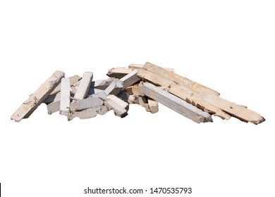 Construction waste, concrete debris from the demolition, road. Isolated on white background