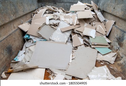 Construction Waste And Drywall Material In One Container