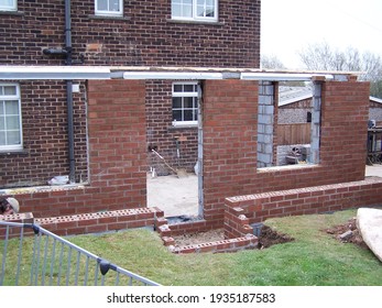 Construction Wooden Supports For A Hip Roof On An Extension