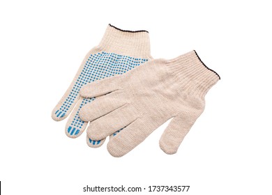 Construction work gloves, white on a white background