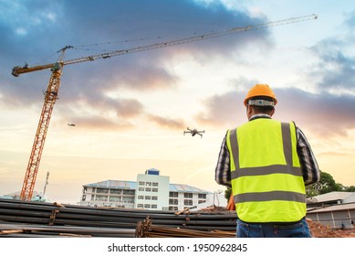 Construction Work Inspection Drone Supervisor Construction Stock Photo ...