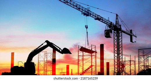 construction work on high ground heavy industry and safety concept over blurred natural background sunset pastel - Powered by Shutterstock