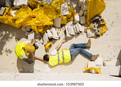 Construction Worker Has An Accident While Working On New House