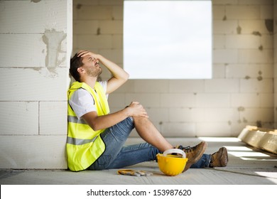 Construction Worker Has An Accident While Working On New House