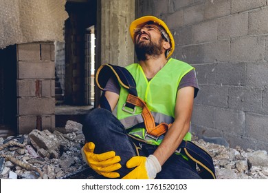 Construction Worker Has An Accident While Working On New House.