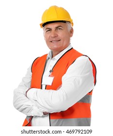 Construction Worker, Isolated On White