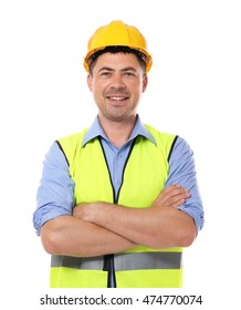 Construction Worker, Isolated On White