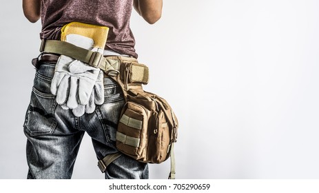 Construction Worker  Isolated White Background