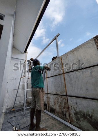 A construction worker is on duty.