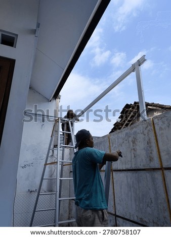 A construction worker is on duty.