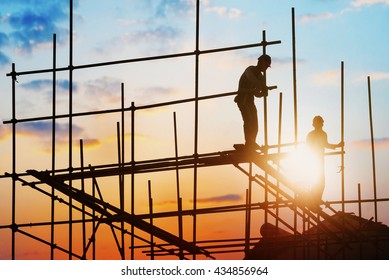 Construction Worker On Construction Site 