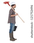 A construction worker with a shovel.