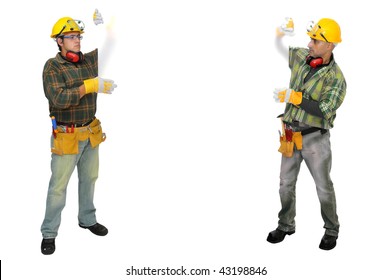 Construction Workers Isolated In White