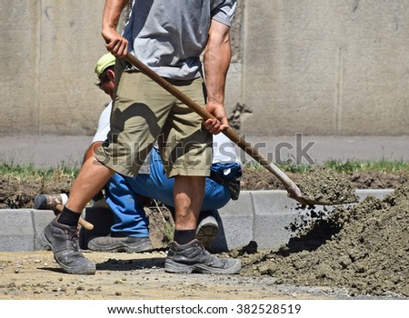Construction workers at work