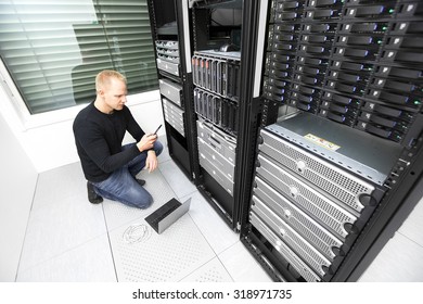 IT consultant calling for help in datacenter