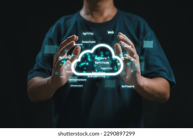 A consultant markets cloud computing resources and services, enabling remote access and storage of data and applications, for cost-effective and flexible business solutions.