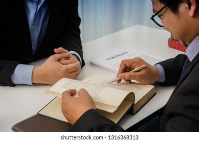 Consultation of businessmen and lawyers Law concepts and lawyers. 