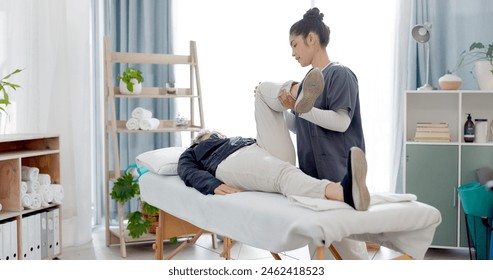 Consulting, physiotherapist and senior woman for physical therapy, healthcare service and support. Physiotherapy, chiropractor and medical worker or person talking to elderly patient in consultation - Powered by Shutterstock