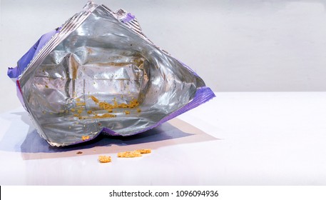 Consumed And Emptied Bag Of Potato Chips 