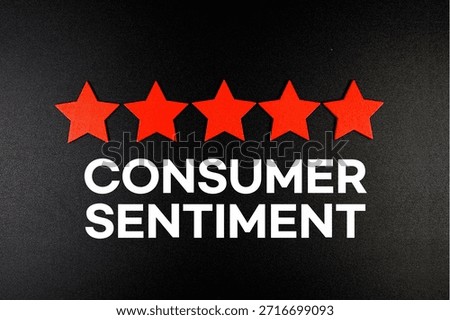 Consumer Sentiment text with five star on black background
