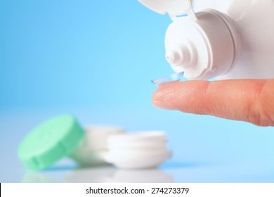 Contact Lens, Case And Bottle Of Solution 