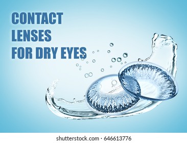 Contact Lenses For Dry Eyes On Color Background. Eyesight Correction Concept