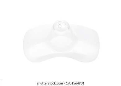 Contact Nipple Shield Nippleshield For Breastfeeding With Latch Difficulties Or Flat Or Inverted Nipples, Transparent Silicone Nipple Protectors Isolated On White Background Nobody.