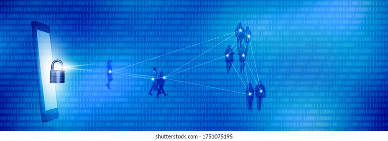 contact tracing app, people connected via smartphones, data security in the digital computer matrix, tracing of the infections with coronavirus, covid-19 concept - Shutterstock ID 1751075195