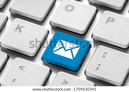 Contact us business icon on computer keyboard 