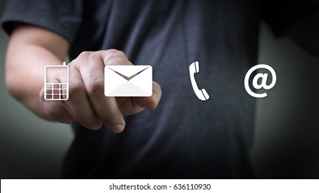 CONTACT US (Customer Support Hotline people CONNECT ) phone application blue background - Shutterstock ID 636110930
