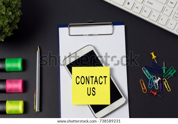 Contact Us Word On Paper Office Stock Image Download Now