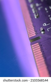 contacts of a microchip of random access memory close-up.