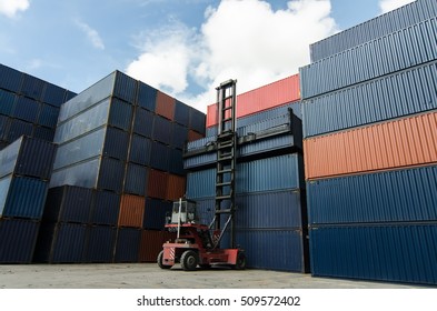 Forklift Truck Handling Cargo Shipping Container Stock Photo (Edit Now ...