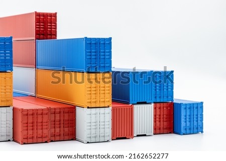Container cargo box on white background, Global business company logistic transportation import export by container cargo freight shipping, Container on white background copy space.
